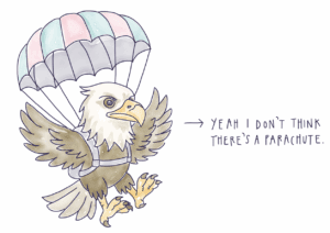 Eaglet with a parachute that likely doesn't exist.